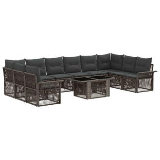 vidaXL Set Divano Da Giardino 11 Pz Grigio E Grigio Scuro Polyrattan Vidaxl