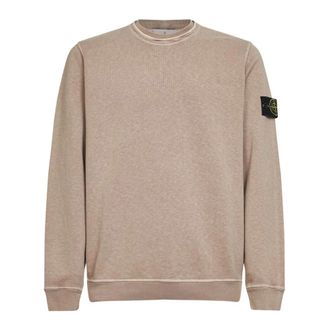 Stone Island Sweatshirts, male, Brown, Size: 2XL Ribbed Crewneck Sweatshirt
