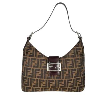 Fendi Pre-owned Shoulder Bags, female, Brown, Size: ONE SIZE Pre-owned Vintage Canvas Shoulder Bag