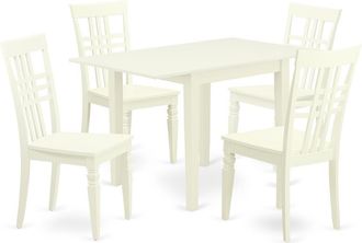 East West Furniture Dining Room Set Linen White, NDLG5-LWH-W
