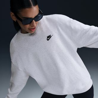 Nike Womens Nike Sportswear Club Fleece Loose Crew-Neck Sweatshirt in Brown | HV2326-051