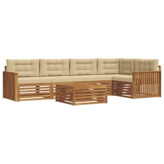vidaXL Conjunto De Sof&aacute;s De Exterior Con Coj&iacute;n 6 Pcs Natural Y Beige Vidaxl
