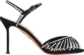 Aquazzura Schoenen, Dames, Zwart, 39 EU, Leer, Hold Me Crystal Sandal 85