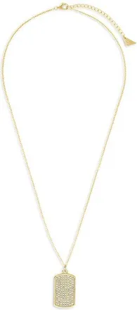 Sterling Forever Pav9 Cubic Zirconia Rectangle Pendant Necklace in Gold at Nordstrom