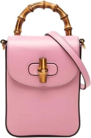 Gucci Pre-owned Mini Bamboo Satchel - Dames - Vintage Mini Tas - Roze - ONE Size - Leer - Vintage