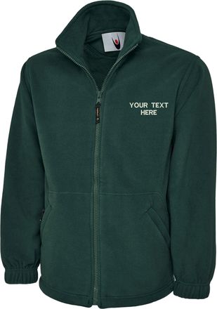 Generic Personalised Embroidered UC604 Your Text Here Micro Fleece Jacket Adult Unisex Top(XL, Bottle Green)