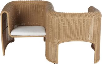 Maisons du monde Silla de comedor doble profesional de exterior de resina beige y poli&eacute;ster reciclado color crudo