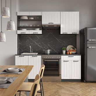 Vicco Mueble De Cocina Fame-line, Casa De Campo Blanca/antracita, 200 Cm, Et Antracita