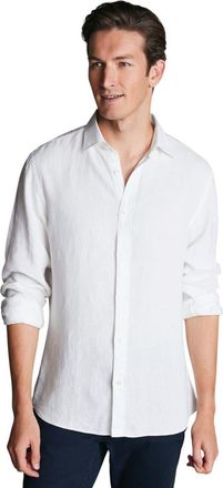 CHARLES TYRWHITT Plain Pure Linen Shirt in White at Nordstrom, Size Xx-Large