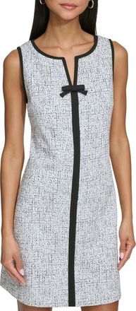 Karl Lagerfeld Scuba Crepe Shift Dress in Soft White Black at Nordstrom, Size 16