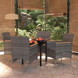 vidaXL Vidaxl - Juego De Comedor Para Jard&iacute;n 5 Piezas Con Cojines Gris Y Negro