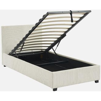 Sweeek Cama con somier abatible y cabecero 90cm, acabado en pana fina