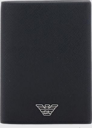 Emporio Armani Portadocumenti bifold in saffiano con monogram e logo