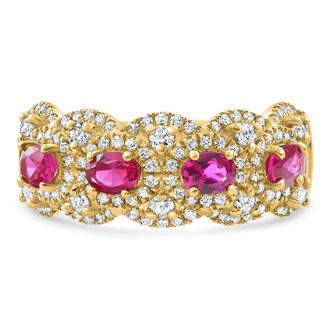 Pompeii3 1.43Ct Ruby & Diamond Ring 10k Yellow Gold Lab Grown Size: 7