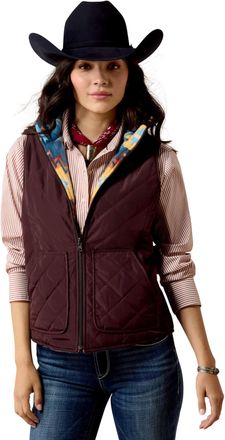 Ariat Womens Dilon 2.0 Reversible Insulated Gilet in Chocolate Plum Lakeside Southwest, Size 2X-Large, by Ariat