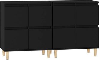 vidaXL Vidaxl - Aparadores 2 Uds Madera Contrachapada Negro 60x35x70 Cm