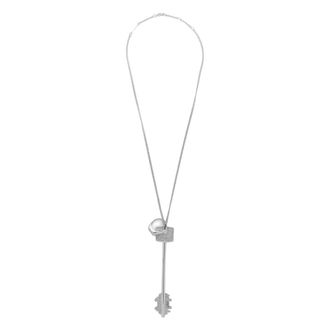 Paco Rabanne Necklaces, female, Gray, Size: ONE SIZE Necklace with Ring and Key Pendant