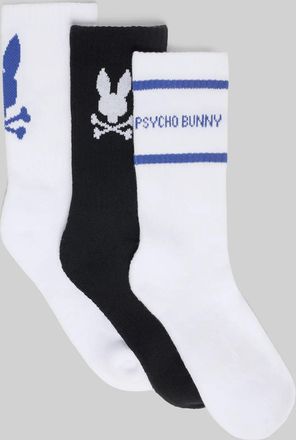 Psycho Bunny Kids 3 Pack Sport Socks 100 WHITE / L/XL