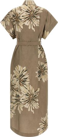Brunello Cucinelli Womens Bicolor Cotton Long Dress