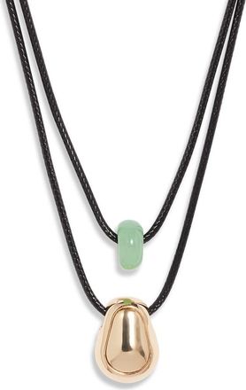 Open Edit Layered Pendant Necklace in Green- Black- Gold at Nordstrom