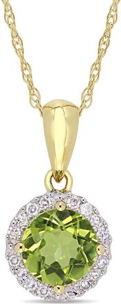 Rina Limor 10K 1.00 Ct. Tw. Diamond & Peridot Halo Necklace
