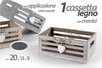 Trade Shop Trade Shop - Cassetta Cassettina Cuore Portaoggetti Manici In Legno 20x13x9cm 3 Colori 762444