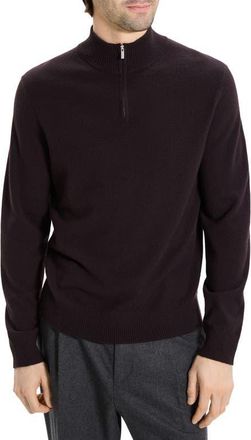 Theory Hilles Quarter Zip Cashmere Sweater in Deep Eggplant at Nordstrom, Size Xx-Large