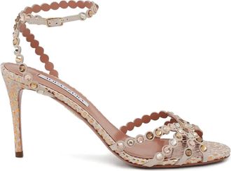 Aquazzura 85mm Tequilla printed heeled sandals - Beige