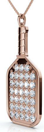 Pompeii3 1Ct Diamond Studded Pickleball Paddle Pendant Necklace 14k Gold Lab Grown Size: 3/4 Tall
