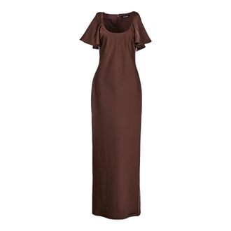 Rotate Satin Flowy Sleeve Maxi Dress - female - ROTATE Birger Christensen - Gowns - Brown - XS - Dresses