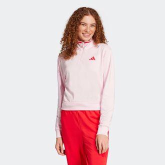adidas Sweatshirt ADIDAS SPORTSWEAR W CB 14ZIP, Damen, Gr. XXL, pink (clear pink), Obermaterial: 55% Baumwolle, 36% Polyester, 9% Viskose, angesetztes B&uuml;ndch