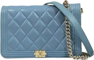Chanel Boy Chanel Blue Leather Chain/Shoulder Wallet (Pre-Owned)