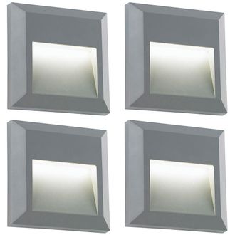 Loops 4 PACK Square IP65 Guide Light - Indirect 1.1W Warm White LED - Gray ABS