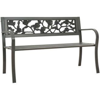 vidaXL Panchina da esterni da 125cm in acciaio e schienale a motivo rose vari colori colore : Grigio