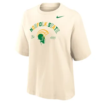 Nike Womens College (Norfolk State University) Boxy Cotton T-Shirt in Brown | ZW12573NSUN25-NAT