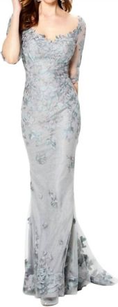 Montage by Mon Cheri Scoop Neck Evening Dress In Grey Multi