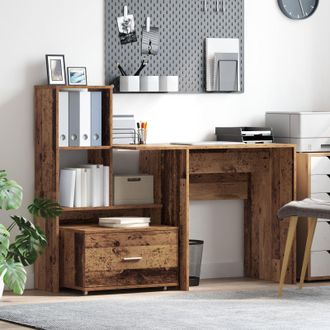 Berkfield Home with Drawer with Shelf with Storage Old wood 131.5 x 50 x 106.5 cm Engineered wood in Brown