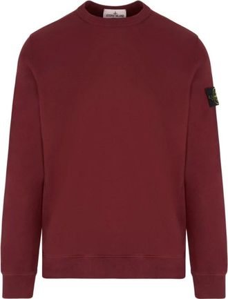 Stone Island Sweatshirts, male, Red, M, Compass Badge Sweatshirt Burgundy Cotton