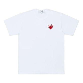 Comme Des Gar&ccedil;ons SS25 Metalstone Heart T-Shirt White Red AX-T802-051-2