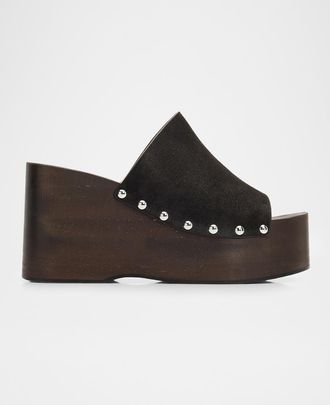 Stuart Weitzman 100mm Kate Suede Platform Clogs