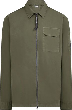C.P. Company Mens Gabardine Lens Long Sleeve Overshirt - Khaki Cotton - Size Medium