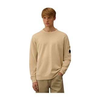 C.P. Company Sweatshirts, male, Beige, Size: XL Malfil&egrave; Fleece Lens Crewneck Sweatshirt