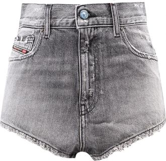 Diesel Distressed Short - Dames - Denim shorts - Grijs - W26 - Katoen - Korte Broeken