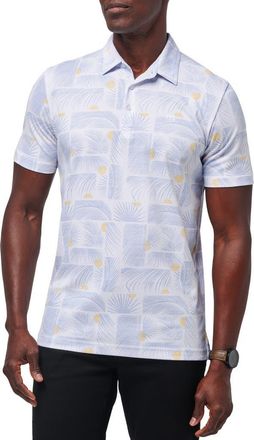 Travis Mathew Sun Guilt Leaf Print Piqu&eacute; Polo in White at Nordstrom Rack, Size Small