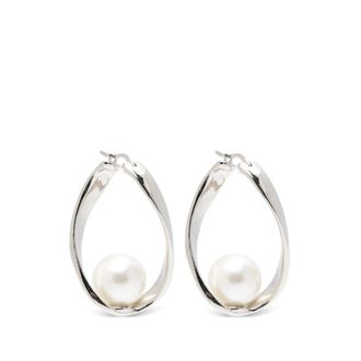 Dries Van Noten Silver Sculpted Hoop Earrings