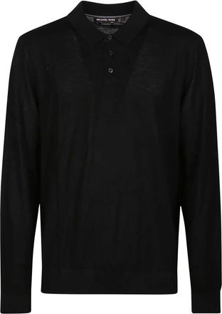 Michael Kors Core Merino Long Sleeve Polo Shirt - Heren - Polos - Zwart - S - Tops