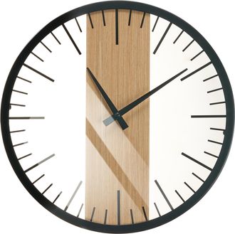 Beliani Reloj De Pared Negro Madera Clara 38 Cm Material Sint&eacute;tico Sin N&uacute;meros Villora