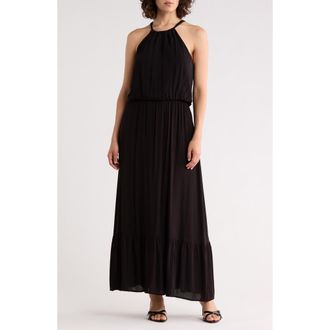 West K Halter Neck Gauze Maxi Dress in Black at Nordstrom Rack, Size X-Small