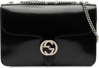 Gucci Pre-owned Gucci Medium Patent Dollar Interlocking G Crossbody Unisex 387606 520981