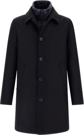 Herno Jassen, Heren, Blauw, L, Wol, Single-Breasted Coat